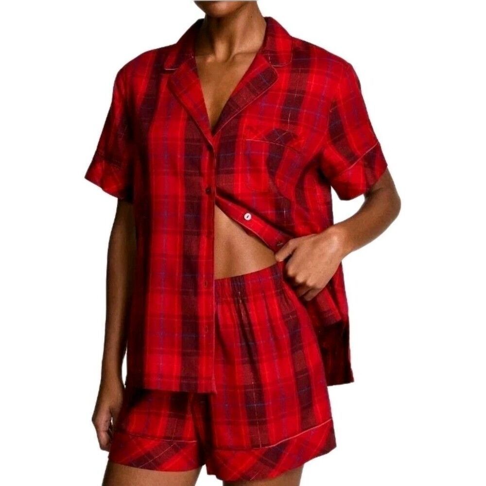 Victoria’s Secret Cotton Flannel Pajama Set Size XXL Plaid Loungewear